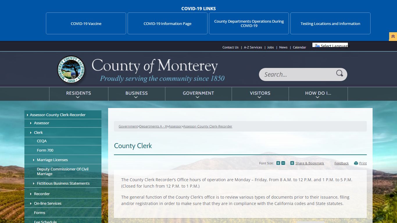 County Clerk | Monterey County, CA
